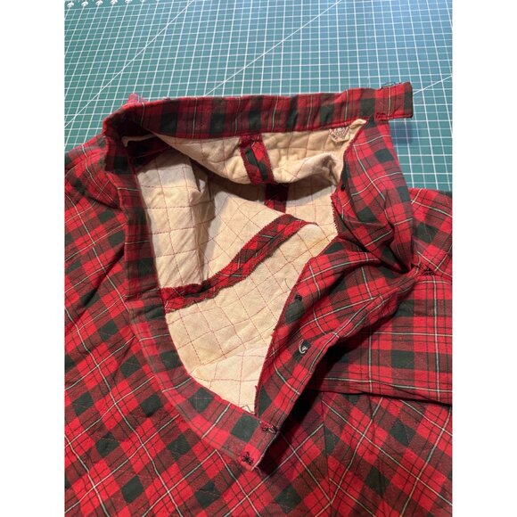 Vintage 1950 Red & Green Plaid Lanz Original Quilted Circle Skirt With Metal But - Picture 4 of 6